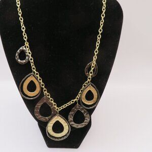 Copper Brown Tone Tear Drop Pendant Necklace